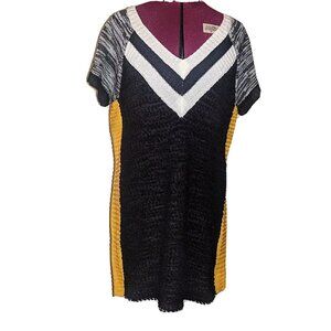 Extra Touch Women’s Multicolor V Neck Sweater Dress Size 2X with Side Slits
